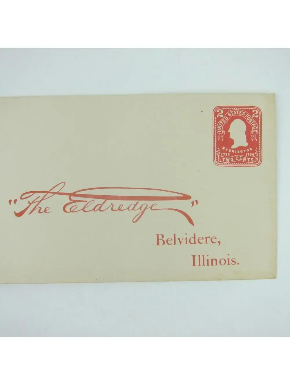 US Postal Stationery The Eldredge Belvidere Illinois 2 cent Washington Antique